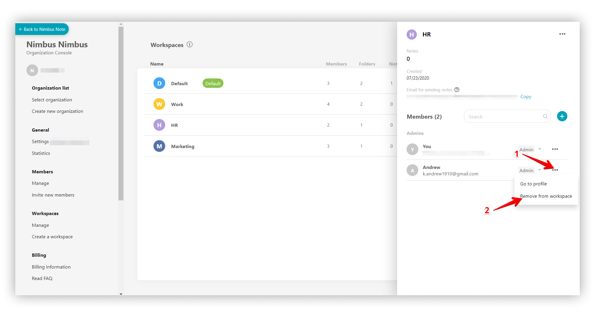 After being removed from the workspace, the user is NOT removed from the organization.